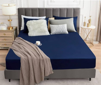 MRC King Size Elastic Strap Terry Cotton Waterproof Mattress Cover(Blue)