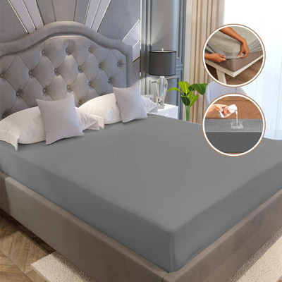 Poorak Fitted Single Size Waterproof, Breathable, Stretchable Mattress Cover(Grey)