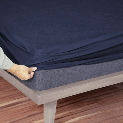 Kittenbite Elastic Strap Queen Size Breathable, Stretchable, Waterproof Mattress Cover(Blue)