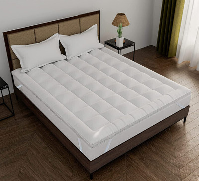 Texlux Mattress Topper Single Size Breathable, Stretchable, Waterproof Mattress Cover(White)
