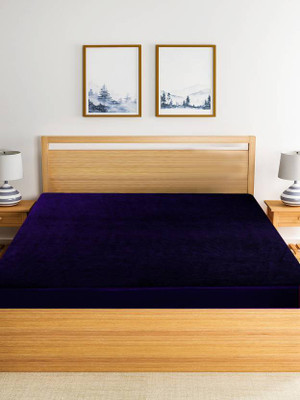 Flo Mattres King Size Fitted Terry Cotton Breathable, Stretchable, Waterproof Mattress Cover(Blue)