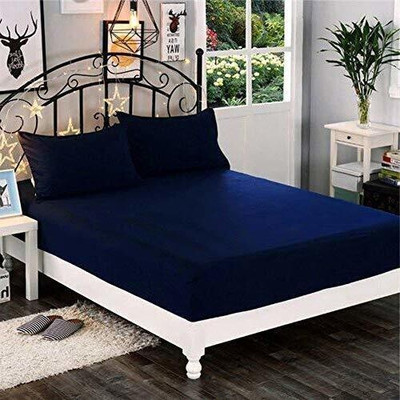 RishuLinen Elastic Strap Single Size Breathable, Stretchable, Waterproof Mattress Cover(Blue)