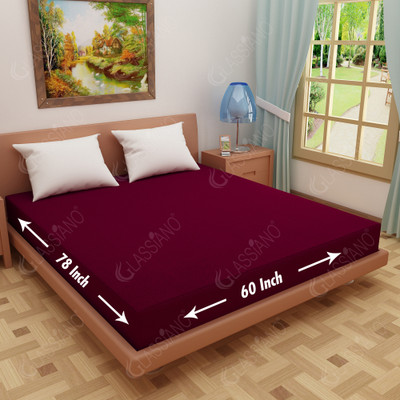 Glassiano Elastic Strap King Size Breathable, Stretchable, Waterproof Mattress Cover(Maroon)