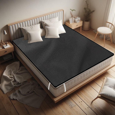 AG Creations 220 TC Polyester Double Solid Fitted (Elastic) Bedsheet(Pack of 1, Black)