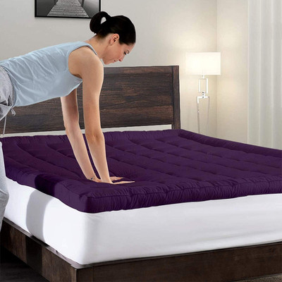 Texlux Mattress Topper Single Size Breathable, Stretchable, Waterproof Mattress Cover(Purple)
