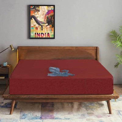 THARTHREADS Fitted King Size Breathable, Stretchable, Waterproof Mattress Cover(Maroon)