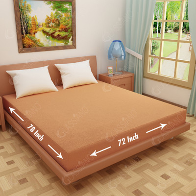 Glassiano Elastic Strap King Size Breathable, Stretchable, Waterproof Mattress Cover(Gold)