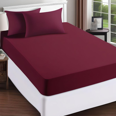 TRANQUIL THREADS Mattress Topper King Size Waterproof Mattress Cover(Maroon)