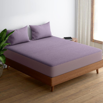 Wakefit Elastic Strap Double Size Waterproof Mattress Cover(Purple)