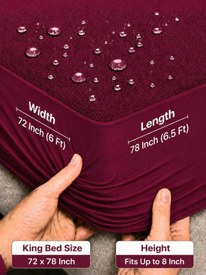 BHARAT GRIHA Double, Queen, King Size Fitted Cotton Waterproof, Stretchable, Breathable Mattress Cover(198 cm x 183 cm, Maroon)