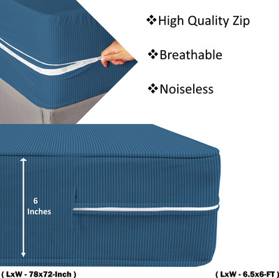BSB HOME Zippered Double Size Breathable Mattress Cover(Blue)