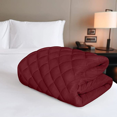 Linenovation Fitted Double Size Stretchable, Waterproof Mattress Cover(Maroon)