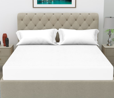 CRAZY WORLD Fitted Single Size Breathable, Waterproof Mattress Cover(White)