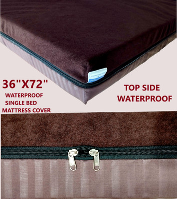 GriinViztal Zippered Single Size Waterproof, Breathable Mattress Cover(Brown)