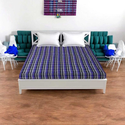 HouseOfCommon Zippered Single Size Breathable Mattress Cover(Blue)