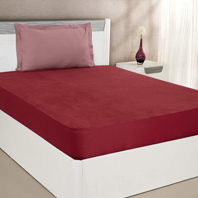 Texlux Fitted Single Size Breathable, Stretchable, Waterproof Mattress Cover(Maroon)