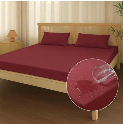 LIFE SAVER Queen Size Fitted Terry Cotton Breathable, Stretchable, Waterproof Mattress Cover(Maroon)