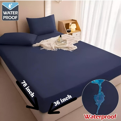 GJS SALES Fitted Single Size Waterproof, Stretchable, Breathable Mattress Cover(Blue)