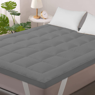 Jaipurlinen Mattress Topper King Size Breathable, Waterproof Mattress Cover(Grey)