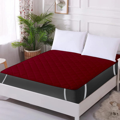 Trance Home Linen Elastic Strap Single Size Mattress Cover(Maroon)