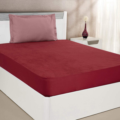 AG's Active Fitted Single Size Breathable, Stretchable, Waterproof Mattress Cover(Maroon)