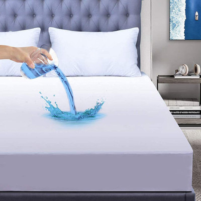 RishuLinen Elastic Strap Queen Size Breathable, Stretchable, Waterproof Mattress Cover(White)
