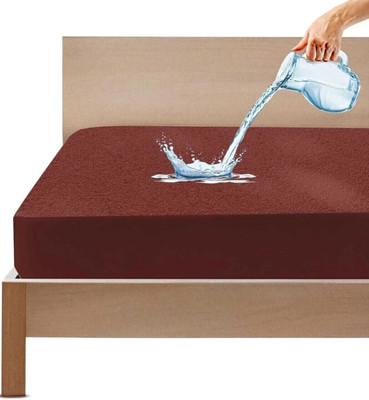 Gudheniya Enterprises Double Size Elastic Strap Terry Cotton Waterproof Mattress Cover(Brown)