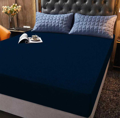 LAVESH EXPORTS Double Size Fitted Terry Cotton Breathable, Stretchable, Waterproof Mattress Cover(Blue)