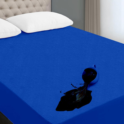 AYKA Fitted Single Size Waterproof, Breathable, Stretchable Mattress Cover(Blue)