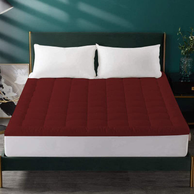 Comfowell Mattress Topper Single Size Stretchable, Waterproof Mattress Cover(Maroon)