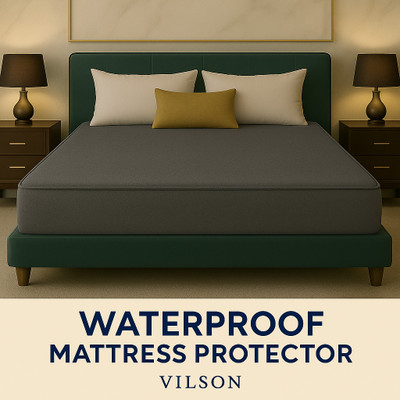 Vilson Single Size Fitted Terry Cotton Waterproof Mattress Cover(Grey)