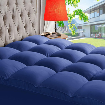 Texlux Mattress Topper Double Size Breathable Mattress Cover(Blue)