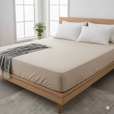 Kittenbite Queen Size Fitted Terry Cotton Breathable, Stretchable, Waterproof Mattress Cover(Beige)