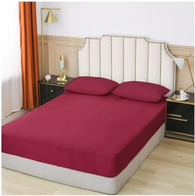 CRAZY WORLD Fitted Single Size Waterproof Mattress Cover(Maroon)
