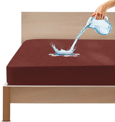 GADDA CO Single Size Fitted Terry Cotton Waterproof, Breathable, Stretchable Mattress Cover(Brown)