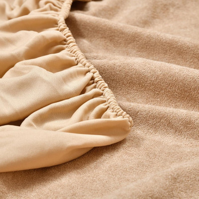 CK CREATION King Size Fitted Cotton Stretchable Mattress Cover(Beige)