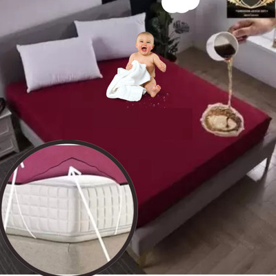Shyam Elastic Strap King Size Waterproof Mattress Cover(Red)