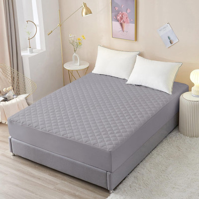 ITAJ Fitted Single Size Breathable, Stretchable, Waterproof Mattress Cover(Grey)