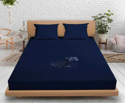 LAVESH EXPORTS Elastic Strap Single Size Breathable, Stretchable, Waterproof Mattress Cover(Blue)
