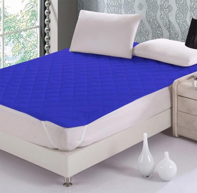 CRAZY WORLD Elastic Strap Queen Size Stretchable, Waterproof Mattress Cover(Blue)