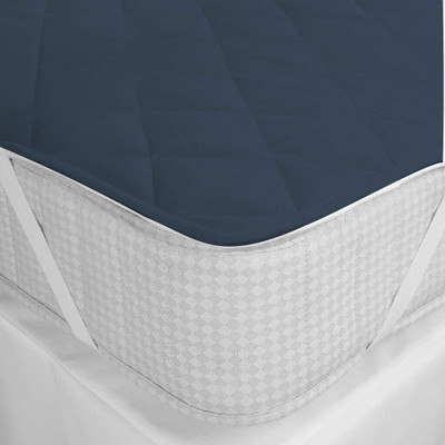 Linenovation Elastic Strap Single Size Waterproof Mattress Cover(Blue)