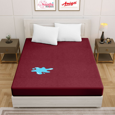AMIGOS Fitted King Size Breathable, Stretchable, Waterproof Mattress Cover(Maroon)