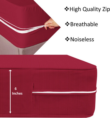 BSB HOME Zippered Double Size Breathable Mattress Cover(Maroon)