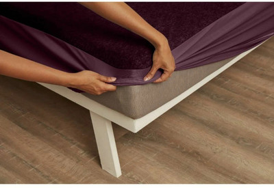 Wakefit King Size Elastic Strap Polyster Waterproof Mattress Cover(Purple)