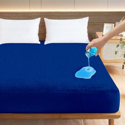 Compal Fitted King Size Waterproof, Breathable, Stretchable Mattress Cover(Blue)