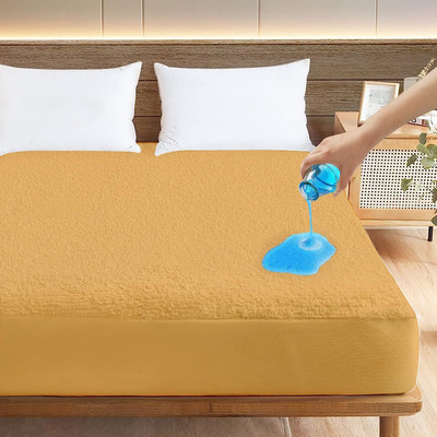 AG's Active King Size Fitted Terry Cotton Breathable, Stretchable, Waterproof Mattress Cover(Beige)