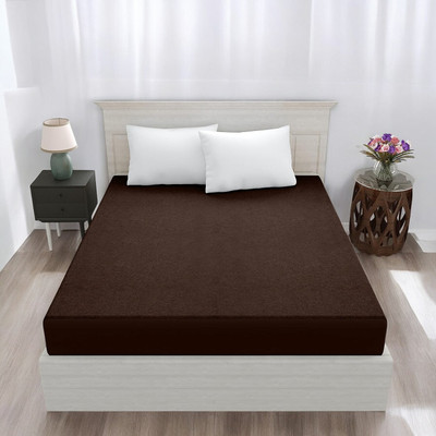 Luxurious Life Elastic Strap Single Size Mattress Cover(Brown)
