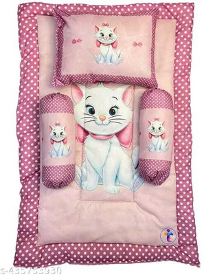 A TO Z ENTERPRISE Cotton Baby Bed Sized Bedding Set(Light Pink, 1 Bedding, 1 Pillow & 2 Bolsters)
