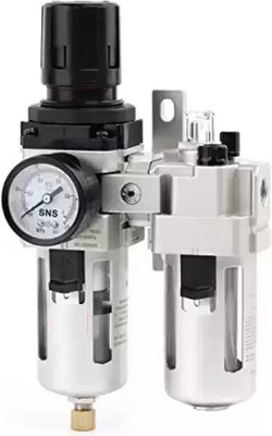 Bentok FRL 1 Inch Pneumatic Filter Regulator Lubricator (with Gauge & with Guard) Test Indicator