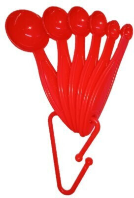 UK Baker 6-Piece Red Plastic Measuring Spoon Set – Durable, Stackable, and Easy to Clean Measuring Cup Set(15 ml)